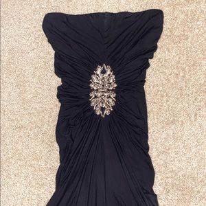 Sky Black Mini Dress with Gold Metal Tigers